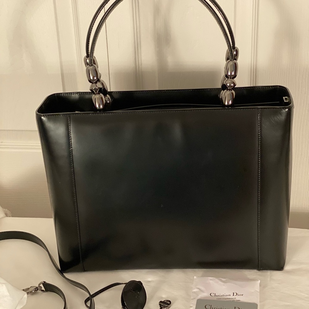 Authentic DIOR Black leather Malice tote